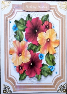 Beautiful Petunias on Lace  by Mary Murphy