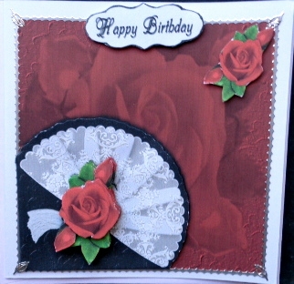 Red Rose White Fan  by Mary Murphy