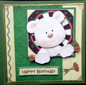 Darts Bear Topper/Card Front by Mary Murphy