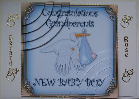 Congrats Grandparents Baby Boy Stork 6in Corner Stackers by Mary Murphy