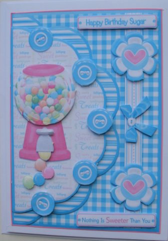 Happy Birthday Sugar Scallop Mock Envelope Card Front by Mary Murphy