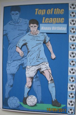 Sky Blue Footballer 2 - Top of the League (a5) by Mary Murphy