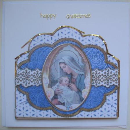 Holy Mother Blue Anglaise Scallop Bottom Stacker by Mary Murphy