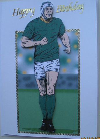Rugby Player (green & Gold) - Dl Cut Out by Mary Murphy