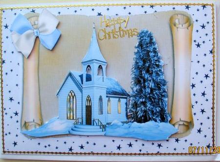 Church with Snow on a Scroll by Mary Murphy