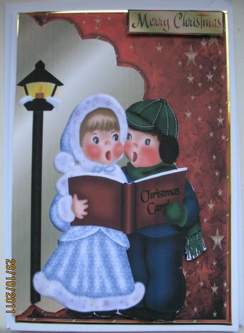 Christmas Children Carollers Envelope Card by Mary Murphy