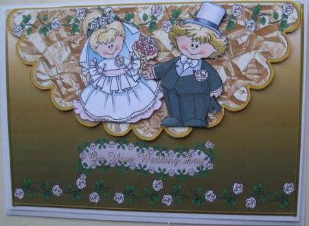 Wedding Couple with Pink Roses by Mary Murphy