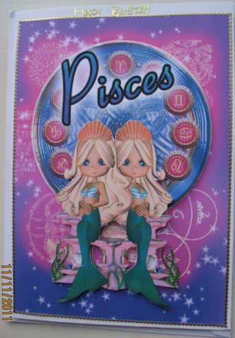 Pisces Birthday Card by Mary Murphy