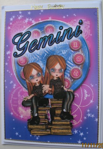 Gemini Fun Zodiac Birthday Card with Girls by Mary Murphy