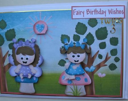 Fairies on Toadstools Decoupage Card by Mary Murphy