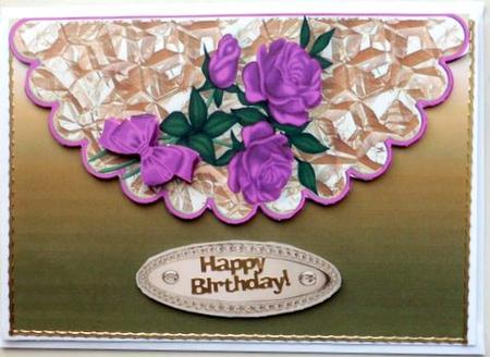 Beautiful Pink Roses, with Dove on Scalloped Envelope by Mary Murphy