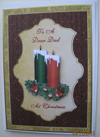 Candles on Red Glitter & Gold - Dad by Mary Murphy