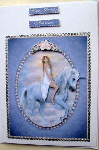 Day Dreamer - Unicorn Decoupage Card Topper by Mary Murphy
