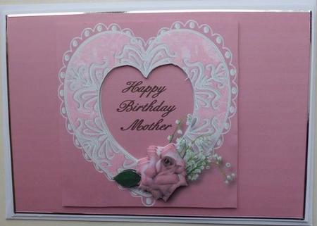 Hearts and Roses Mother Birthday Card Front by Mary Murphy