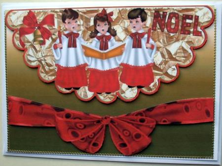 Carol Singers on a Scalloped Envelope by Mary Murphy