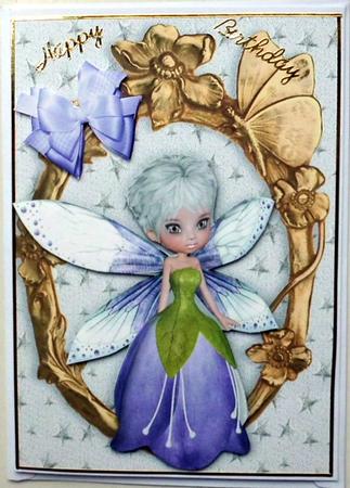 Pretty Lilac Winter Faerie in Gold Ornate Frame by Mary Murphy