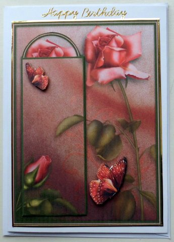 Pink Rose and Butterfly - Bookmark Pocket Card by Mary Murphy