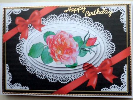 A5 Rose and Lace Oval Pyramage Topper by Mary Murphy