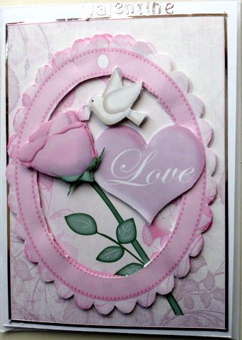 Love Pink Hearts Roses and Doves by Mary Murphy