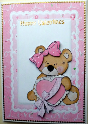 Gorgeous Valentine Bear with Lace Heart by Mary Murphy