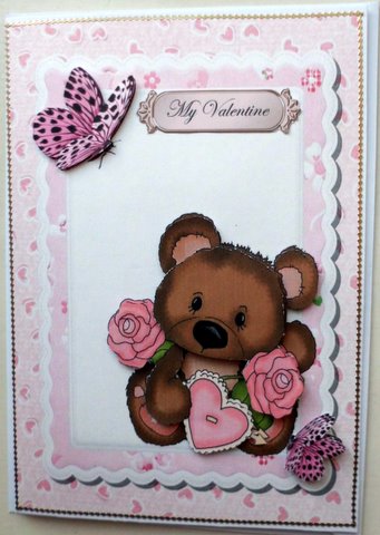 Cute Brown Bear with Butteflies by Mary Murphy