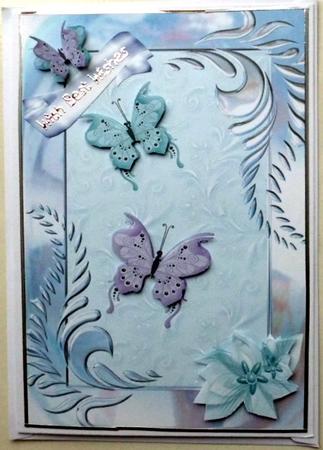 Pretty Lilac and Blue Butterflies in Metallic Frame by Mary Murphy