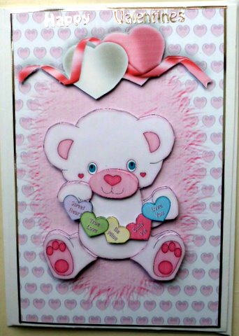 Teddy Bear with Love Hearts and Roses by Mary Murphy