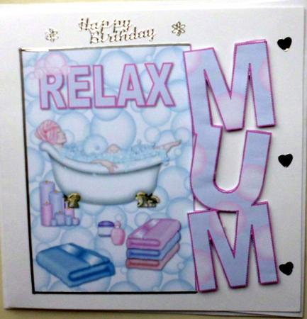 Relax Mum Quick Card with Decoupage by Mary Murphy