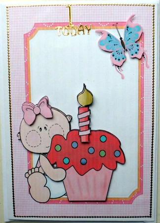 Cute Little Girl in Square Frame with Cupcake by Mary Murphy