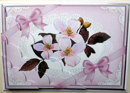 A5 Clematis Spray and Lace Scallop Corner Side Stacker by Mary Murphy
