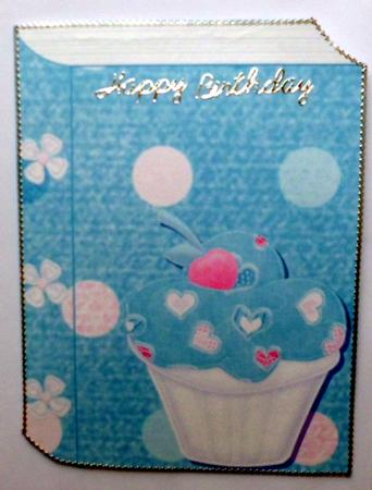 Scrummy Blue Cupcake Book Card by Mary Murphy