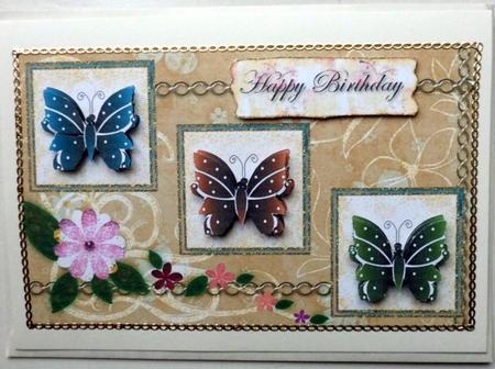 3 Butterflies Birthday/ Thank You/ Easter Card 4 by Mary Murphy