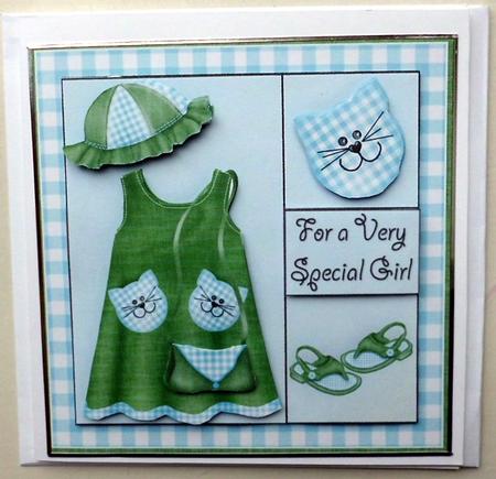 Little Miss 5x5 Decoupage in Sky and Forest by Mary Murphy
