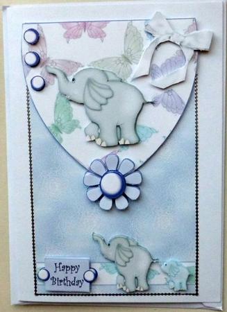 Elephants and Butterflies Envelope Card Front by Mary Murphy