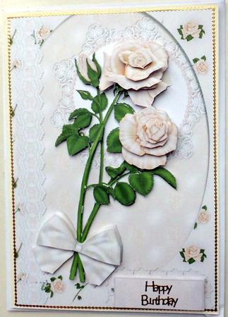 Cream Roses and Lace Decoupage by Mary Murphy
