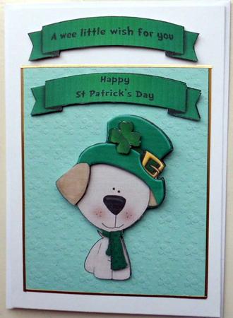 St Patrick's Day Puppy Card by Mary Murphy