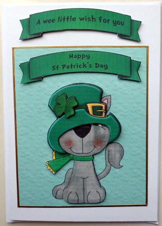 St Patrick's Day Cat Card by Mary Murphy