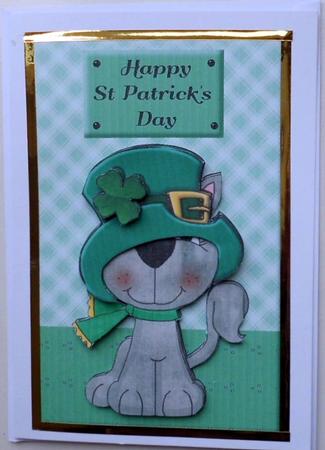 St Patrick's Day Kitty Cat Card by Mary Murphy