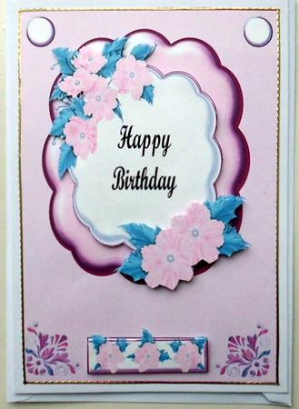 Pink Flowers Pink Card by Mary Murphy