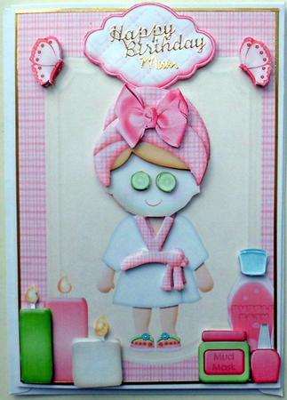 Pampered Mum on Pink Gingham Backing Paper by Mary Murphy