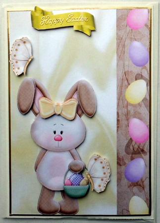 Cute Easter Bunny with Basket of Eggs by Mary Murphy