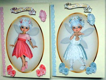 Cute Little Kiki Fairy Toppers with Roses and Butterflies by Mary Murphy