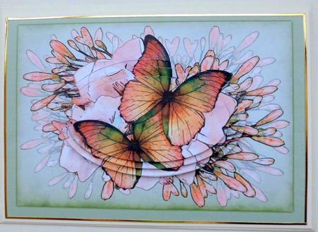A5 Butterflies N Flowers Oval Pyramage Topper by Mary Murphy