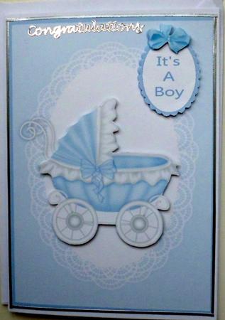 Baby Boy Quick Card with Decoupage by Mary Murphy