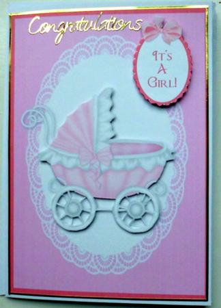 Baby Girl Quick Card with Decoupage by Mary Murphy
