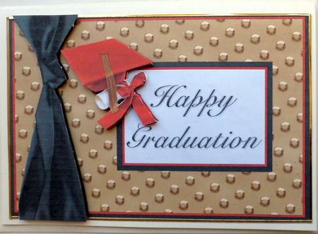 Graduation Red Gold Black - Happy Graduation - Card by Mary Murphy