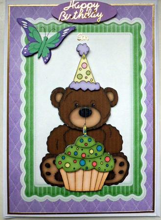 Cute Party Birthday Bear with Cupcake by Mary Murphy
