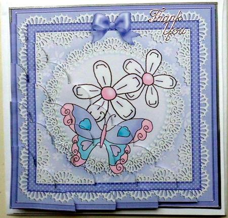 Fluttery Butterfly & Daisies - Scallop Corner side stacker Topper by Mary Murphy
