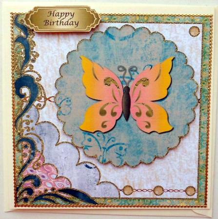 Lovely Yellow-peach Butterfly Square Topper by Mary Murphy