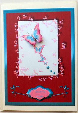 Butterfly Streamer Card Front by Mary Murphy